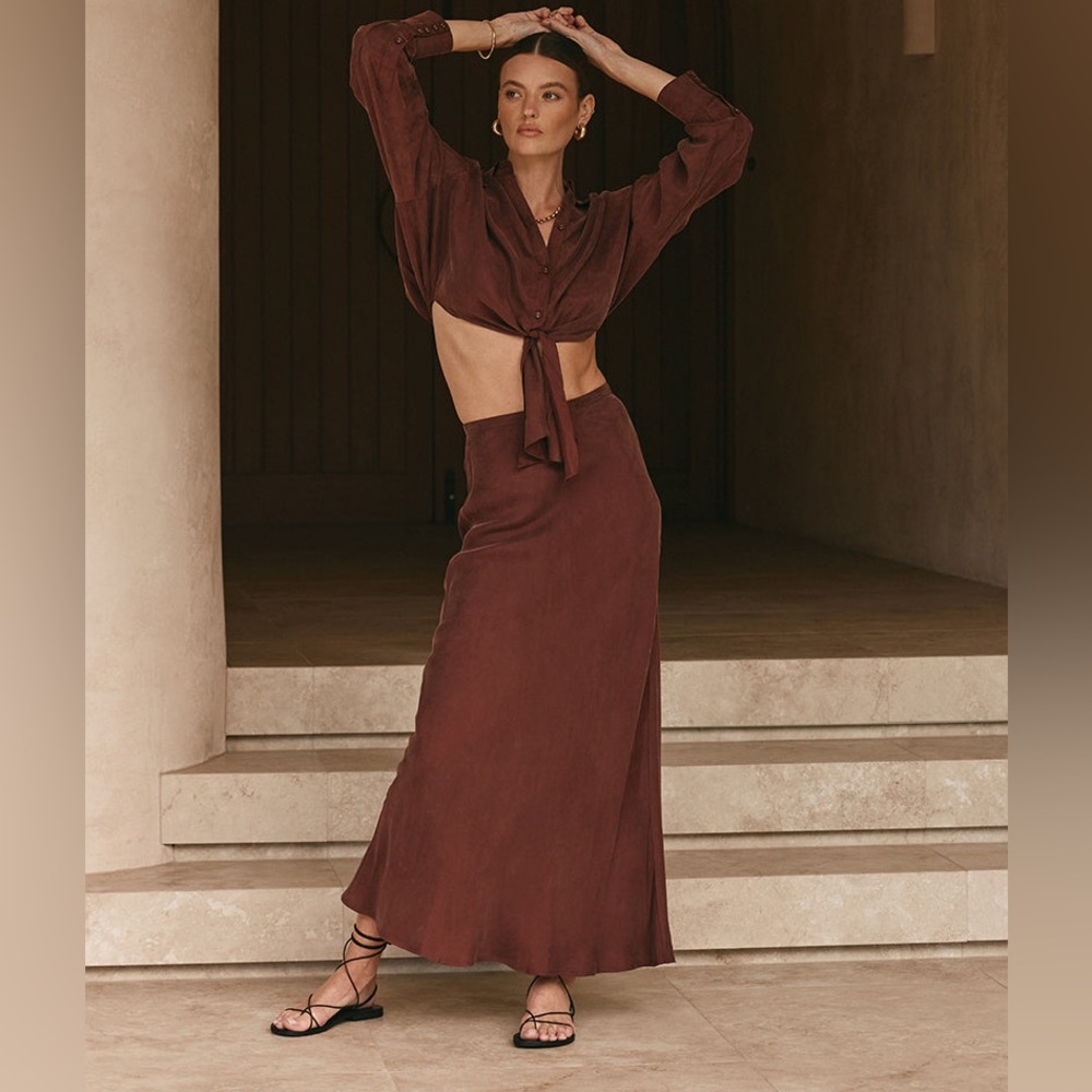 DISSH Martini Midi Skirt in Mahogany Size 6/XS